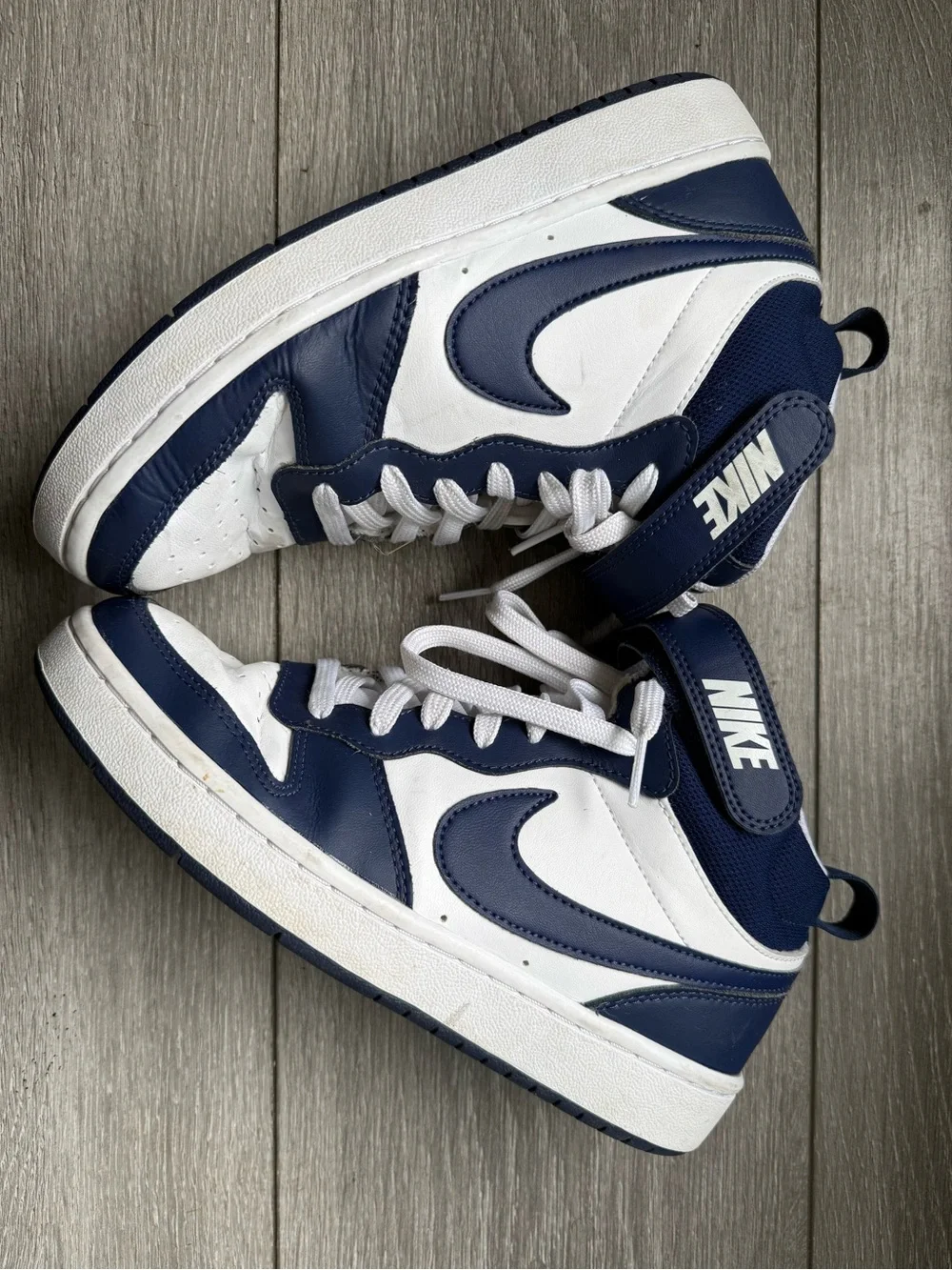 Nike Kids Navy & White High-Top Sneakers with Strap